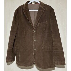 J. Crew Mens Dark Brown 3 Button Blazer Sz L Vintage Cord 100% Cotton Corduroy